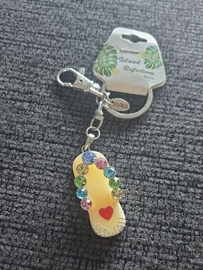 Yellow Flip-Flop Keychain with Multicolor Gems